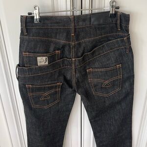 Hellz double waistband black denim jeans sz 25 edgy streetwear high rise waisted